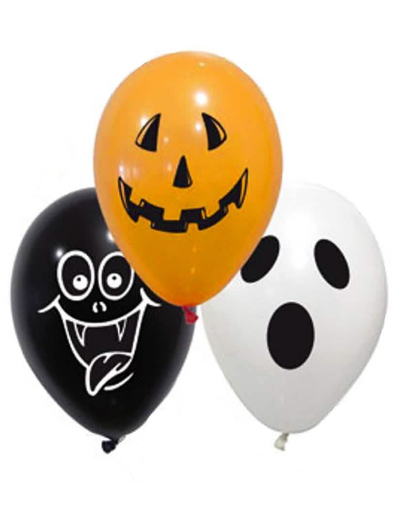 балони от латекс spooky halloween оранжев черно и бяло с мотиви тиква вампир и призрак