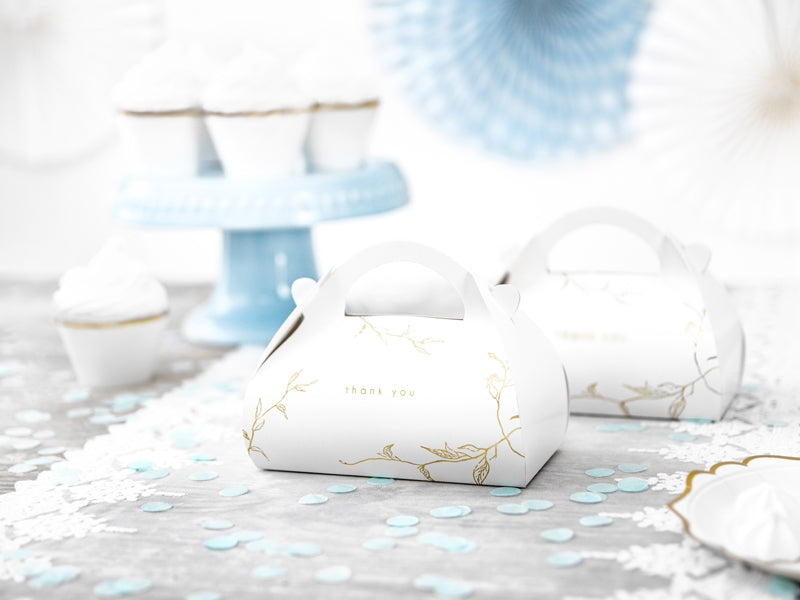 10 кутии с бяло и златно и златно картонено ядро 16 x 8,5 x 9,5 cm