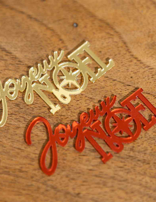 10 конфети Весела Коледа червено и златисто 6,5 x 3,5 см