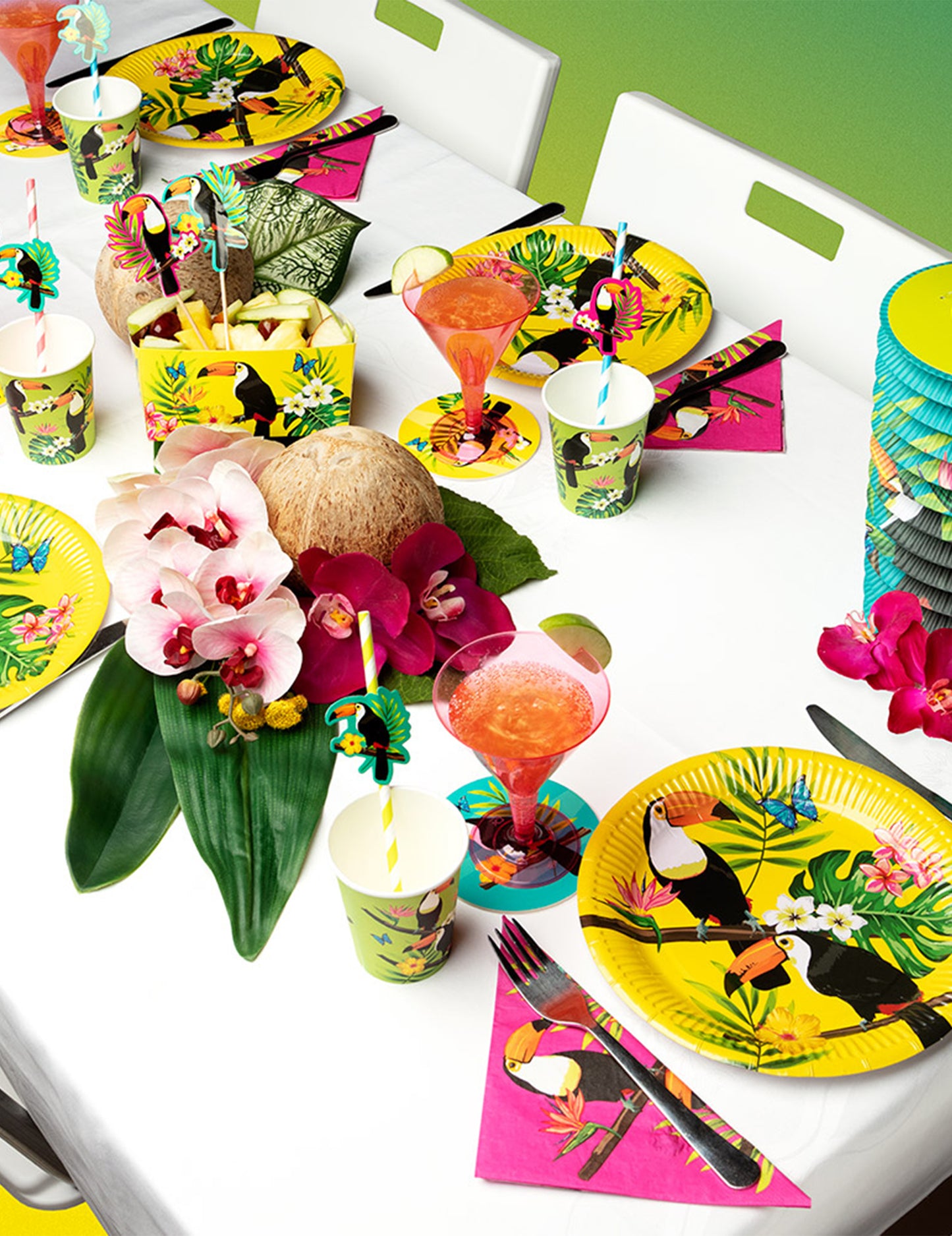 10 Зелени тукански чаши за картонена опаковка 21 Cl