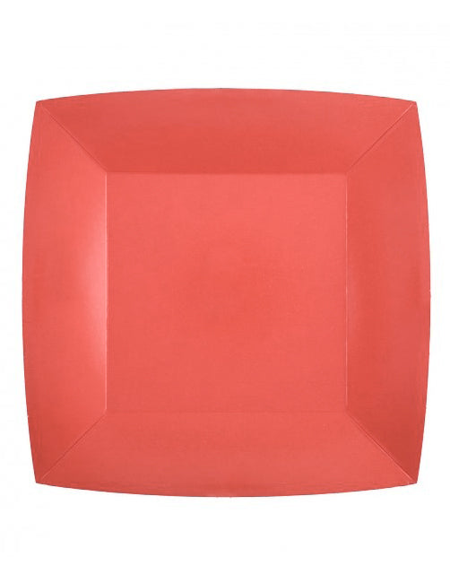 10 големи квадратни червени картонени чинии 23 cm оригинали