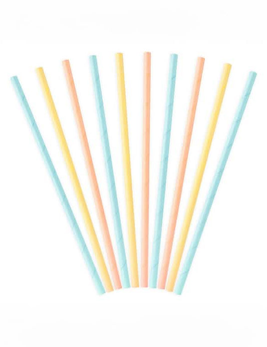 Disposition en éventail des pailles en carton pour anniversaire couleurs pastel
