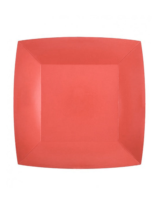 10 малки квадратни червени картонени чинии 18 cm за десерт