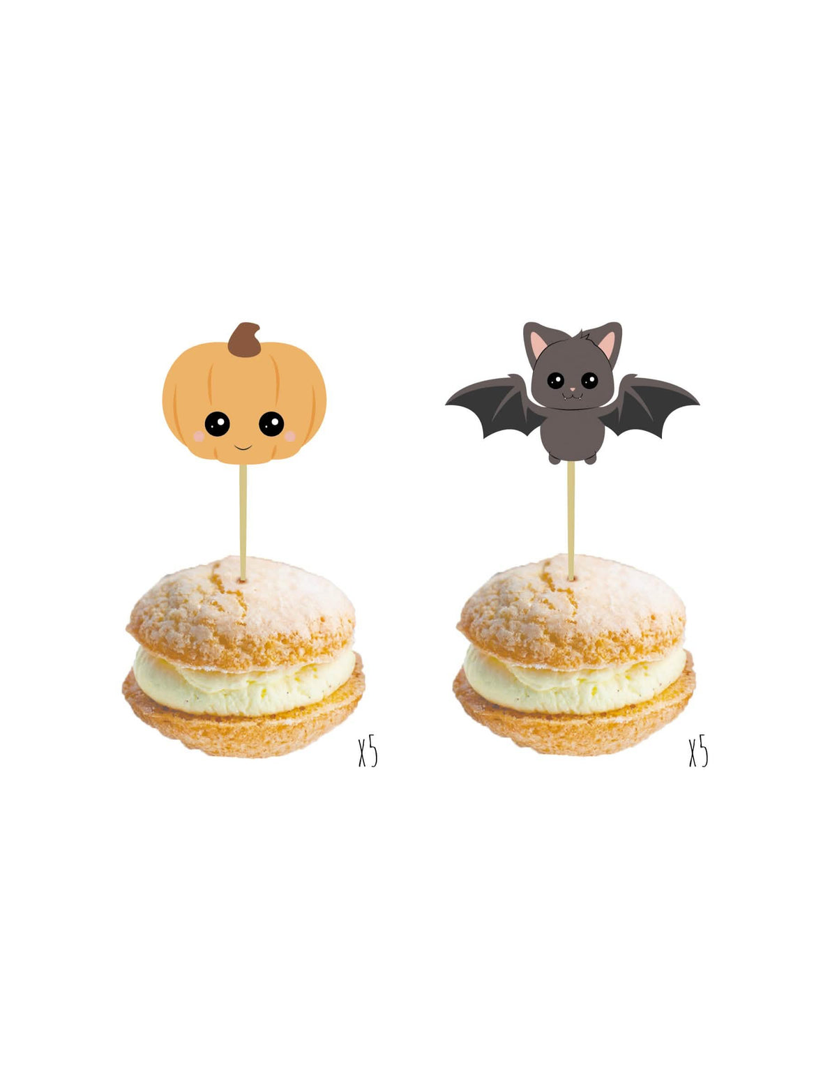 Дървени шишчета тиква и прилеп за halloween оранжев и сив