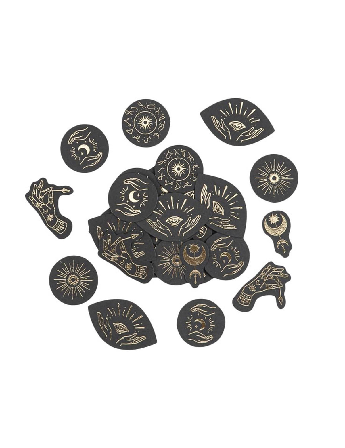100 конфетти Cosmic Spirit от черна и златна хартия 1,5 до 4 см