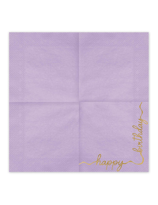 12 хартиени салфетки Happy Birthday в пастелни цветове и злато 33 × 33 cm