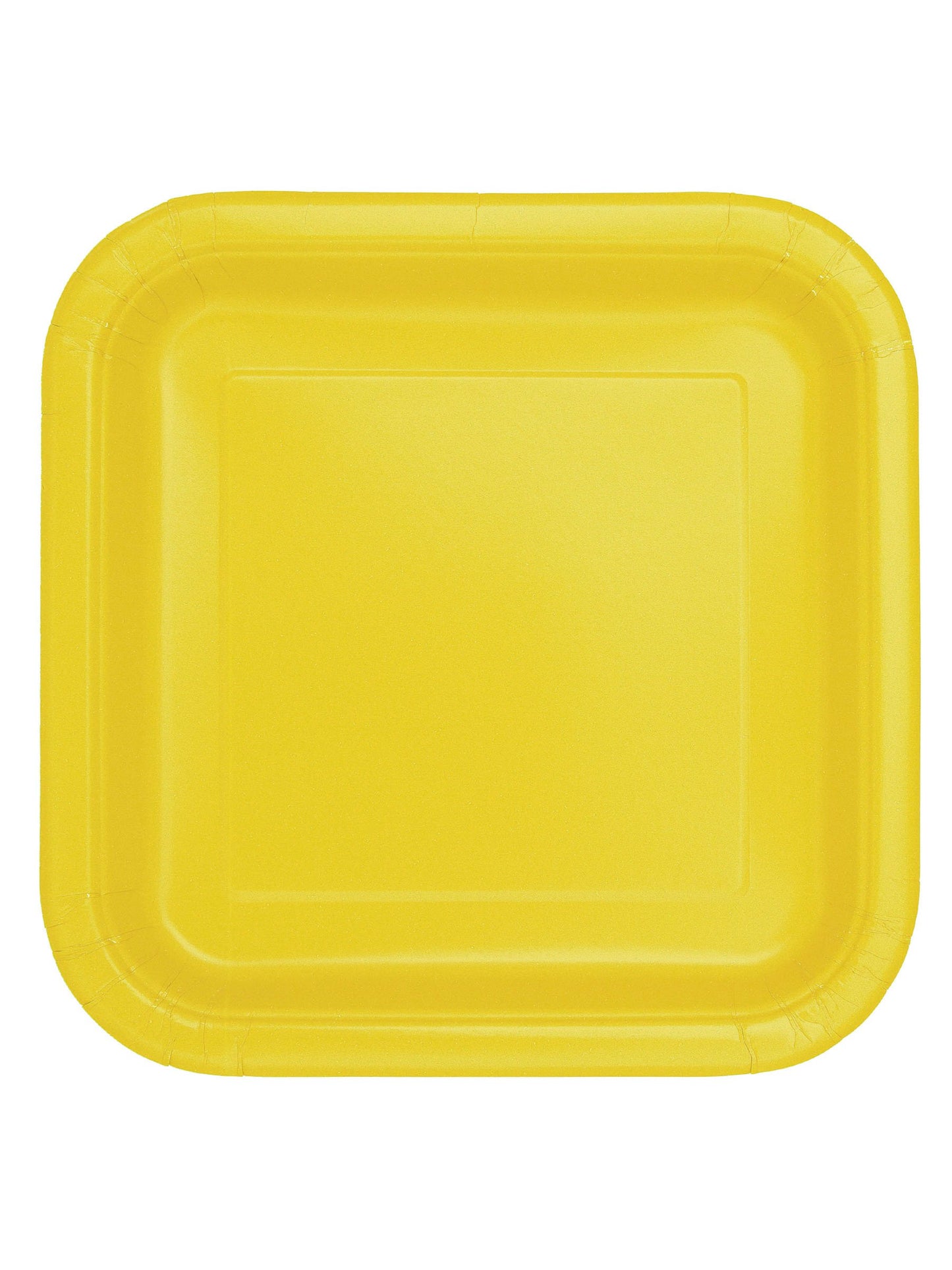 14 квадратни флуоресцентни жълти картонени чинии 22 cm за празничен бюфет