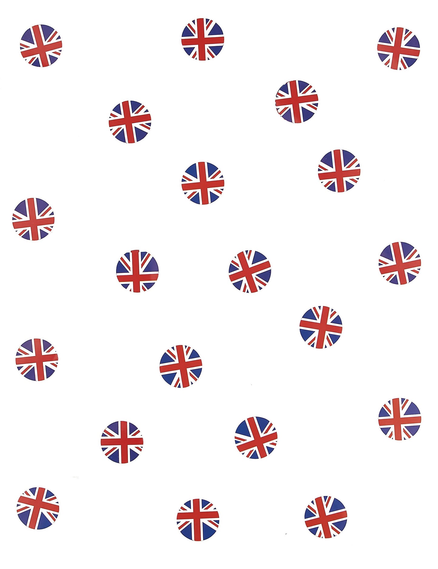 Детайл на кръглия мотив на конфетите за маса с флаг на Обединеното кралство