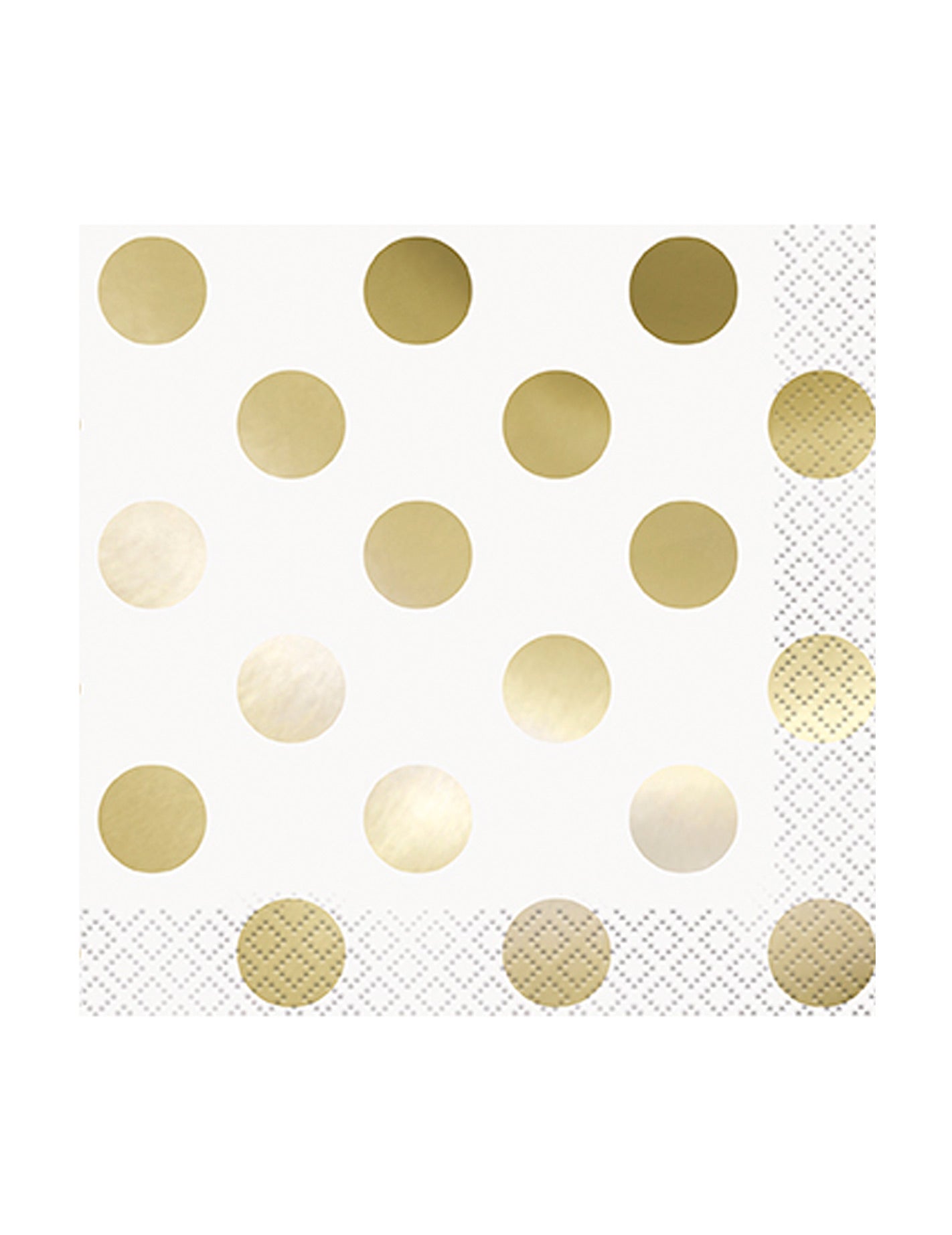 16 малки бели хартиени салфетки с златни точки 25 x 25 cm за сватба