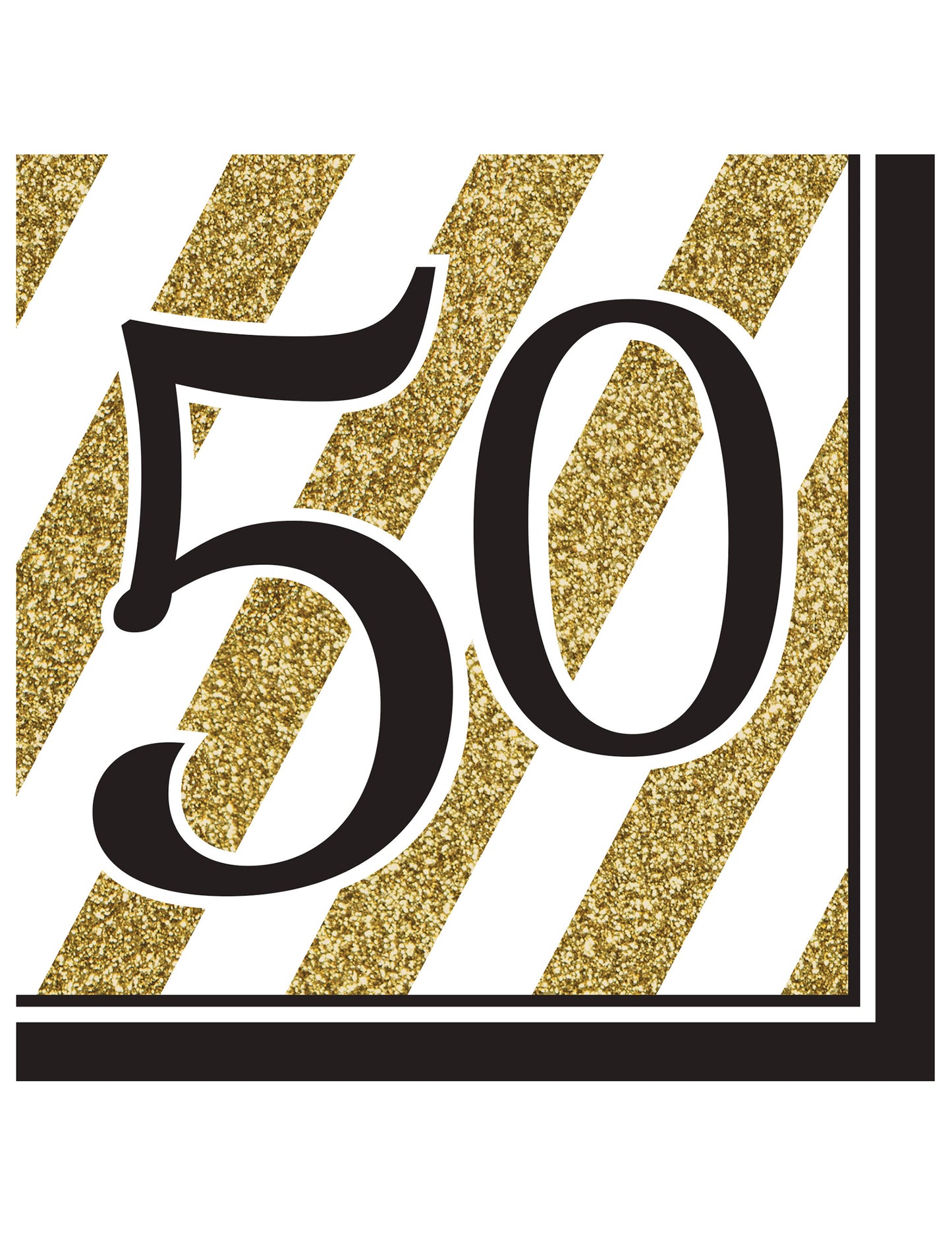 16 хартиени кърпи 50 години черно и златисто 33 х 33 см