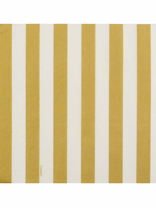 Gros plan sur le motif des 16 serviettes en papier à rayures pour fête