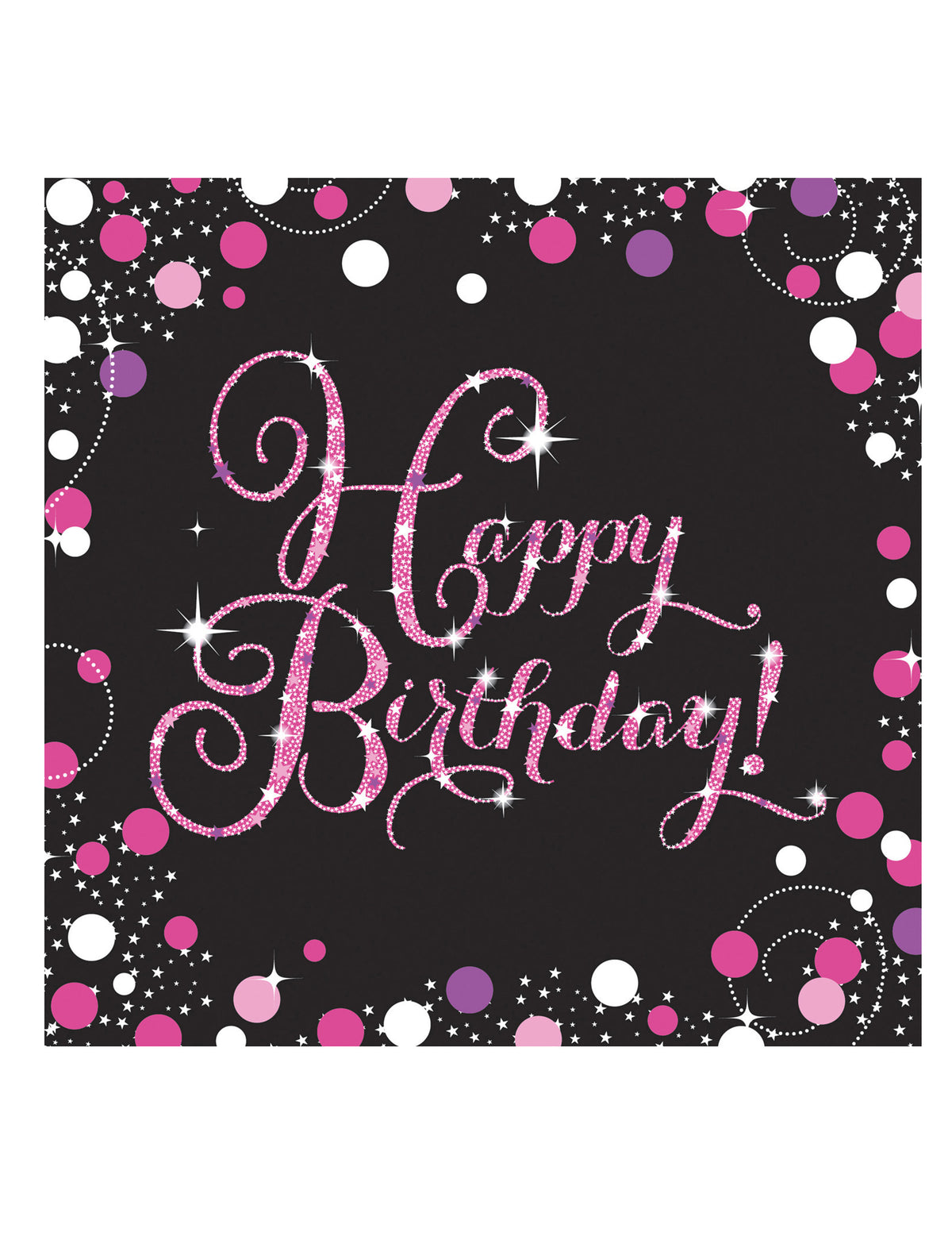 хартиени салфетки празнично искрящо happy birthday розов