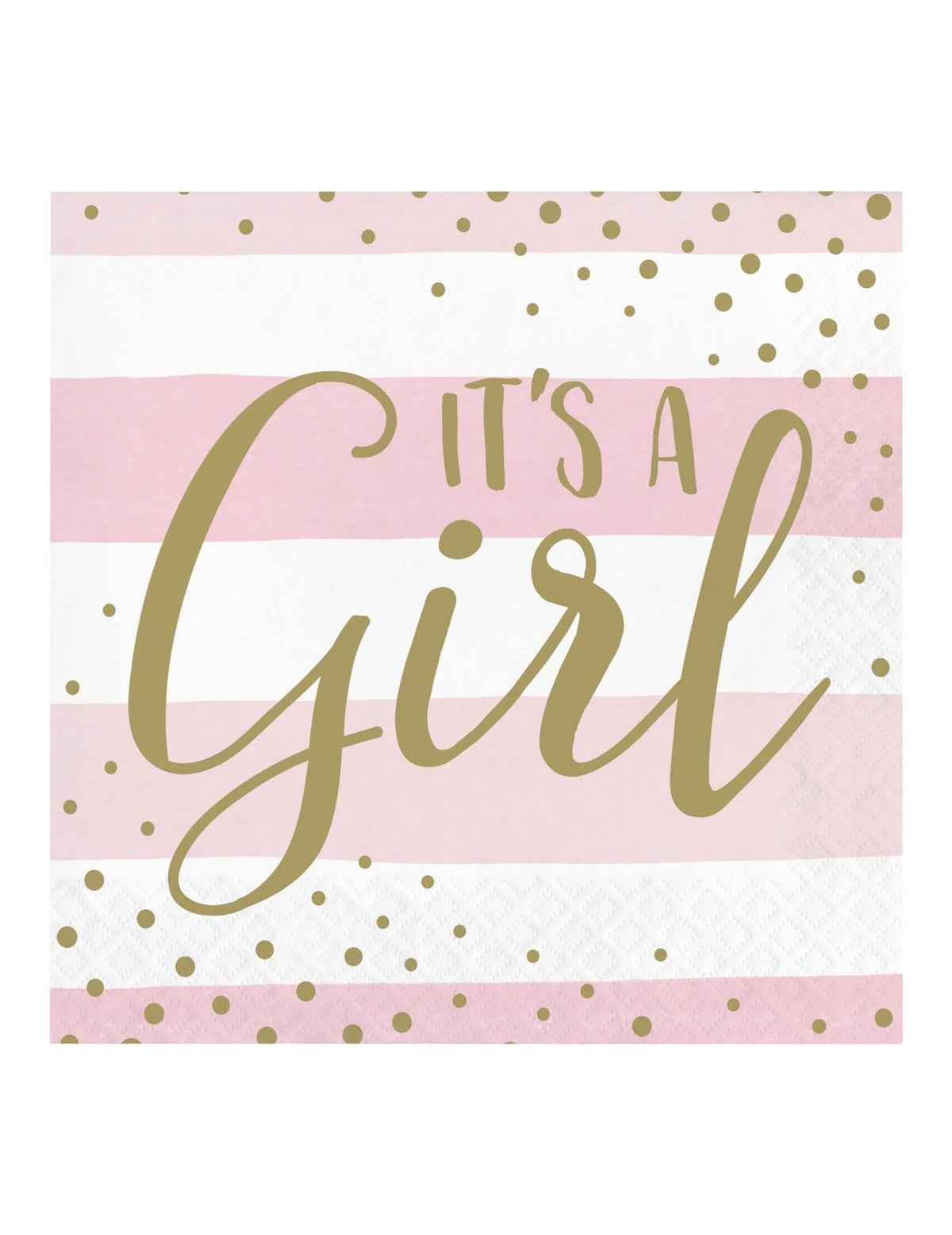 хартиени салфетки it's a girl pour baby shower розов и бял с златни точки