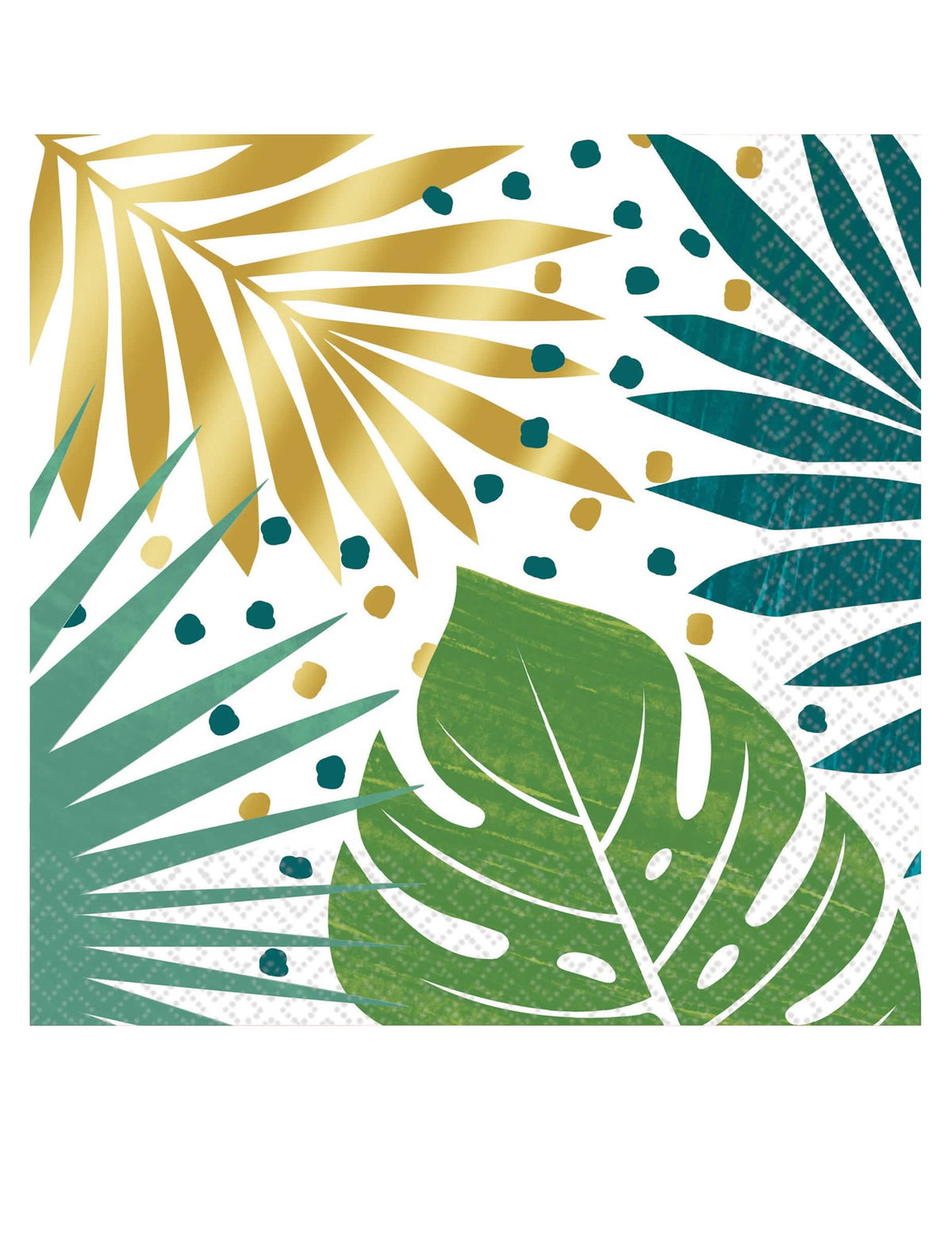 хартиени салфетки tropical chic за парти с зелени и златисти листа