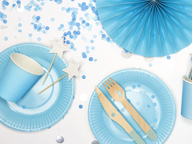 18 дървени комплекта за хранене в ментов цвят 16 cm съвпадение