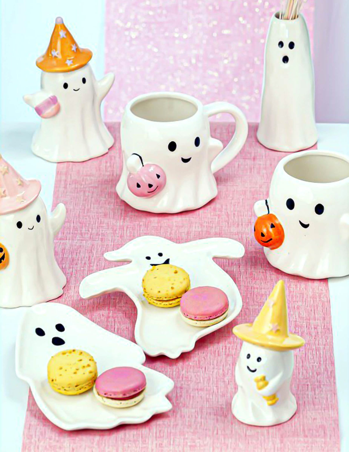 2 декоративни чинии Summerween от керамика с призрак 17 x 1,5 x 20 cm