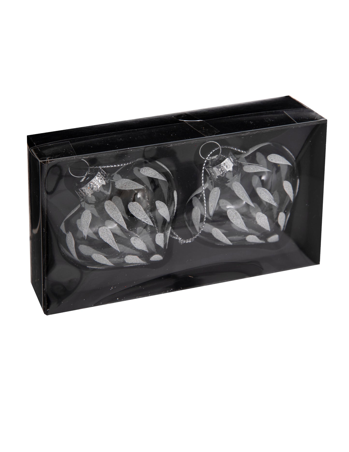 2 стъклени снежни топки с форма на сърце 6 cm да обеся