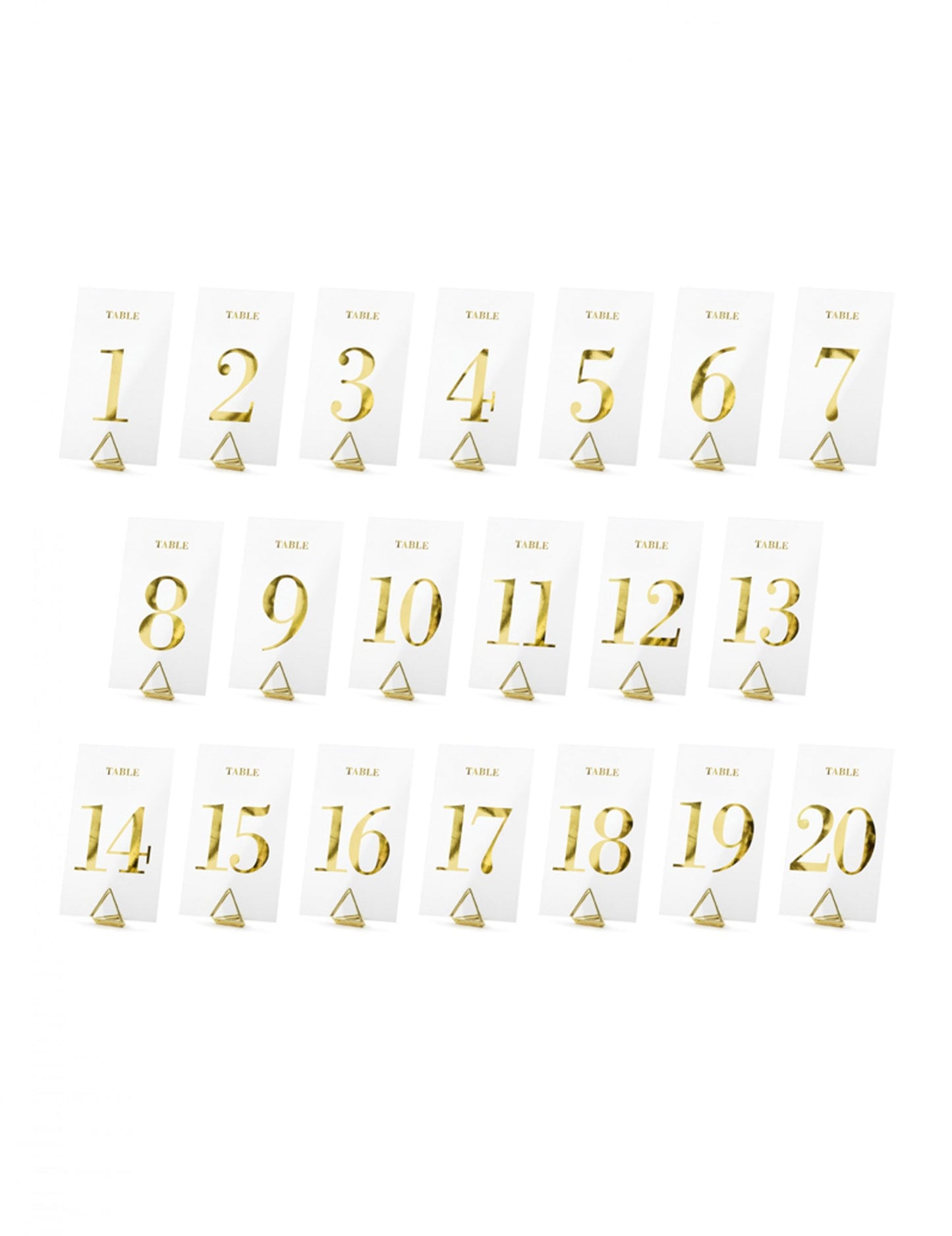 Vue d'ensemble des 20 numéros du marque table transparent chiffres dorés pour mariage doré