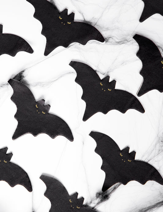 Vue d'ensemble de plusieurs serviettes en papier chauve-souris pour Halloween