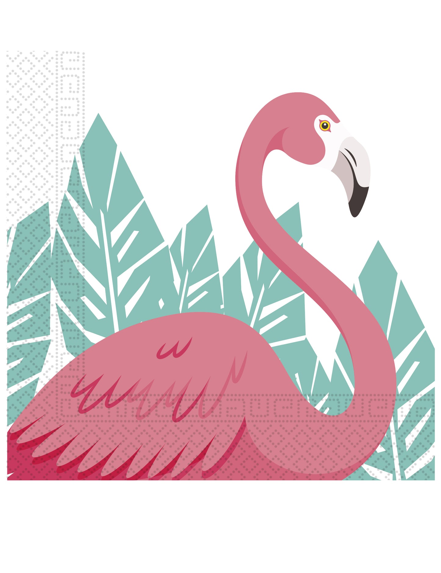 Serviettes en papier flamant rose pour fête rose et vert tropical