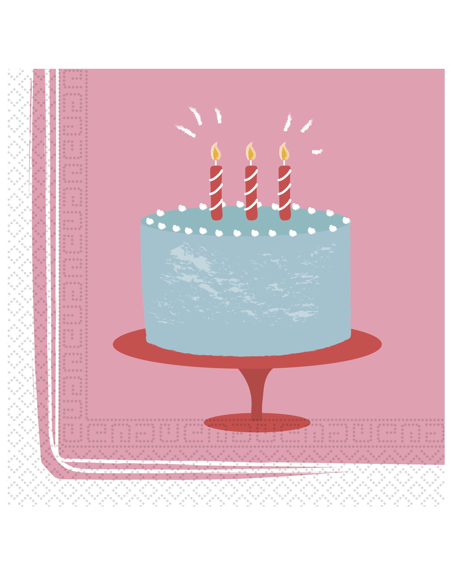 20 пастелно розови хартиени салфетки за торта за рожден ден, 33 x 33 cm