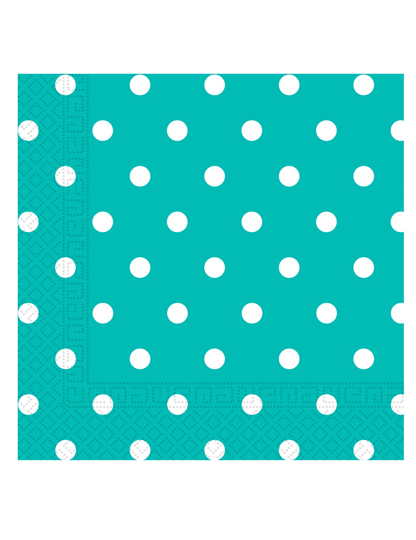 20 тюркоазени хартиени салфетки с бели точки, 33 x 33 cm