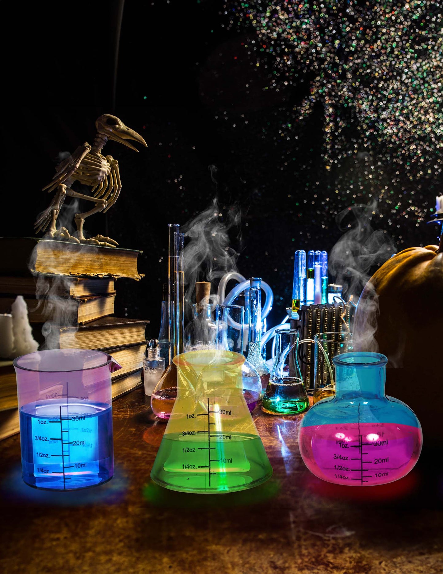 4 фалшиви разноцветни лабораторни чаши по 6см