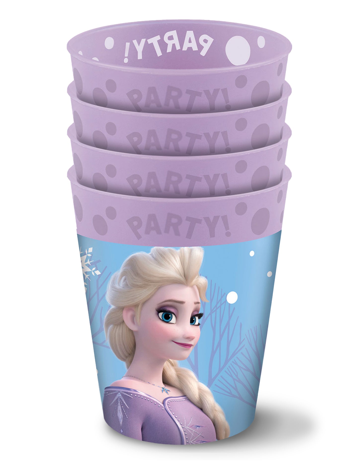 Gobelets réutilisables Frozen pour enfant bleus et violets avec Elsa