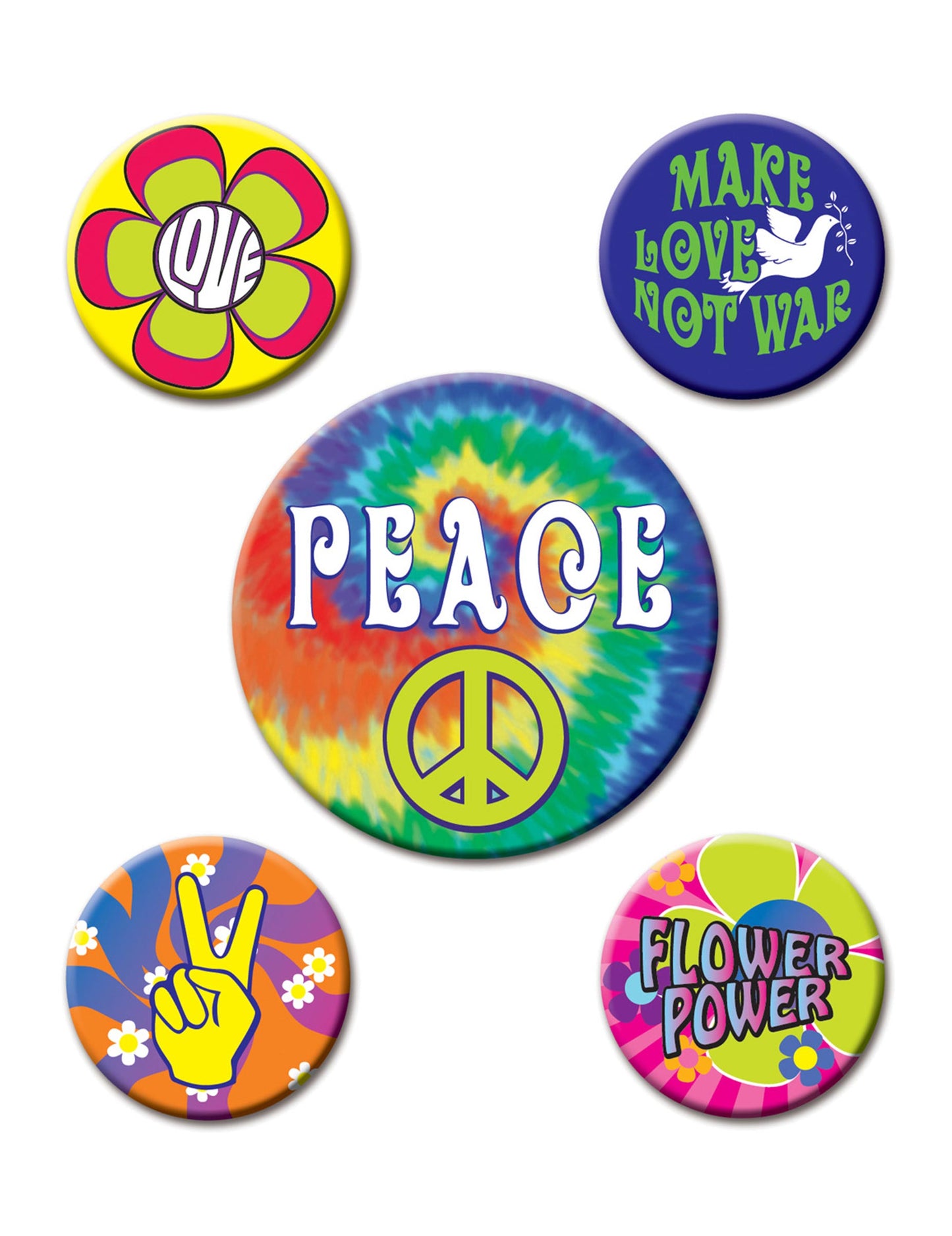 5 значки 60 -те хипи от 3,5 до 6 см от 3,5 см