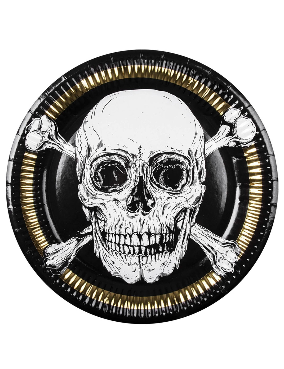 Картонени чинии Пират Jolly Roger черен бял и златен
