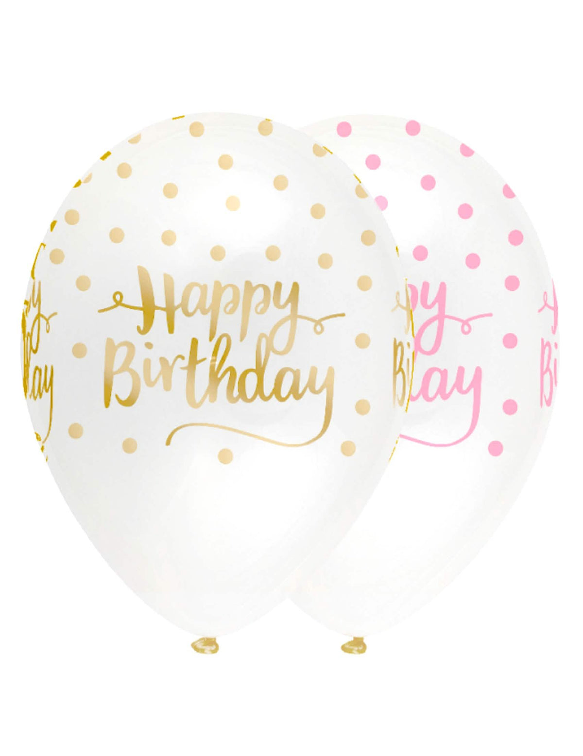 Латексови балони Happy Birthday на точки за рожден ден розов и златен