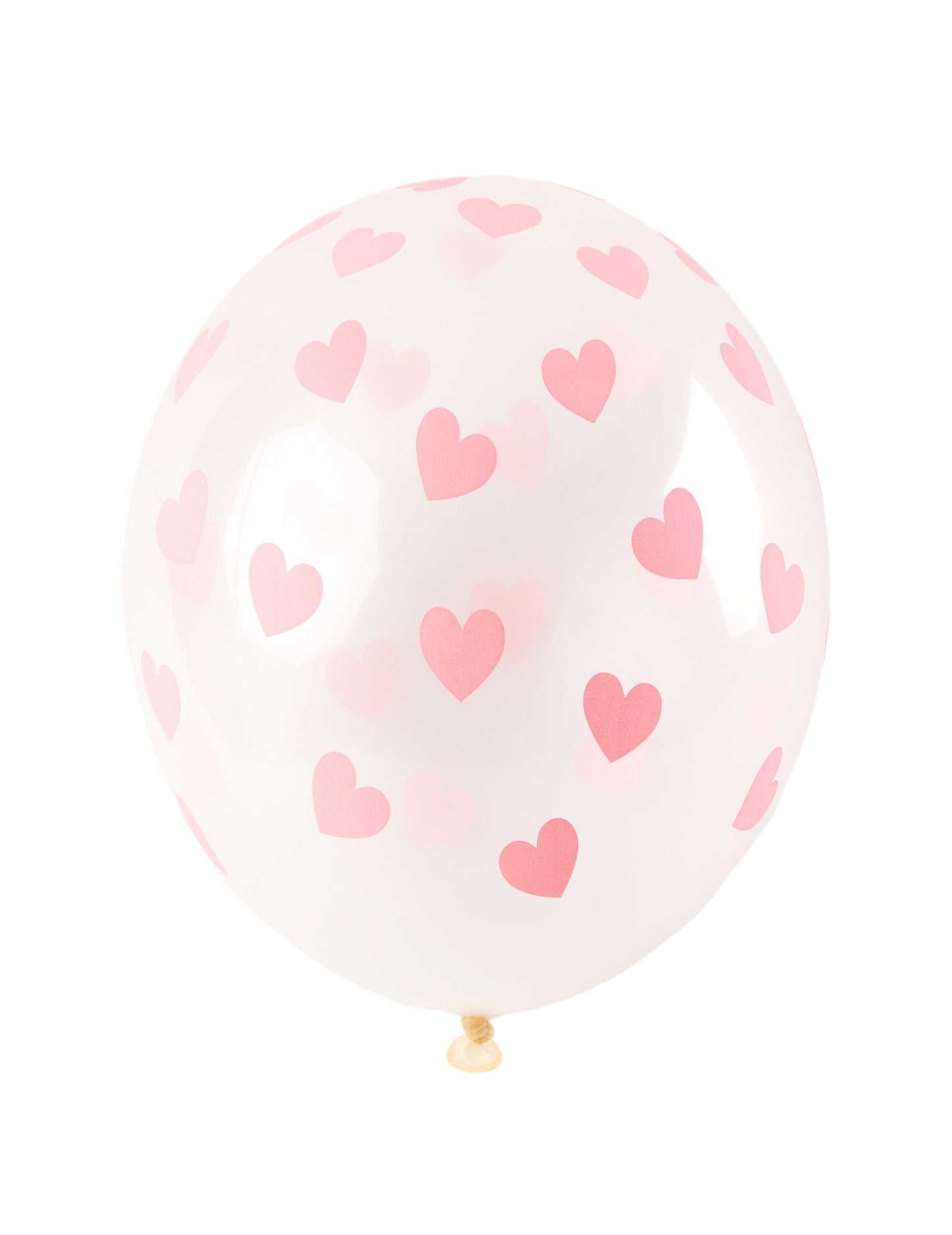 6 прозрачни латексови балона с светлорозови сърца 30 cm за сватба