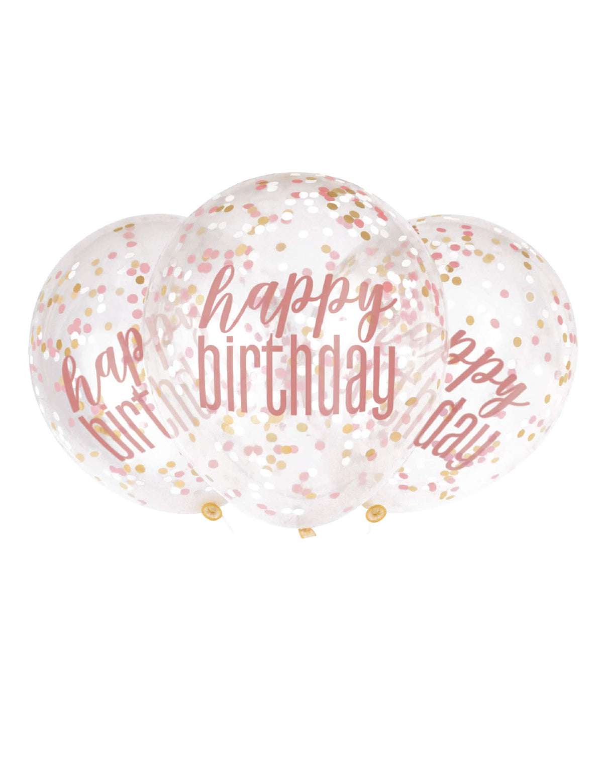 латексови балони Happy Birthday за рожден ден, прозрачни с розови конфети