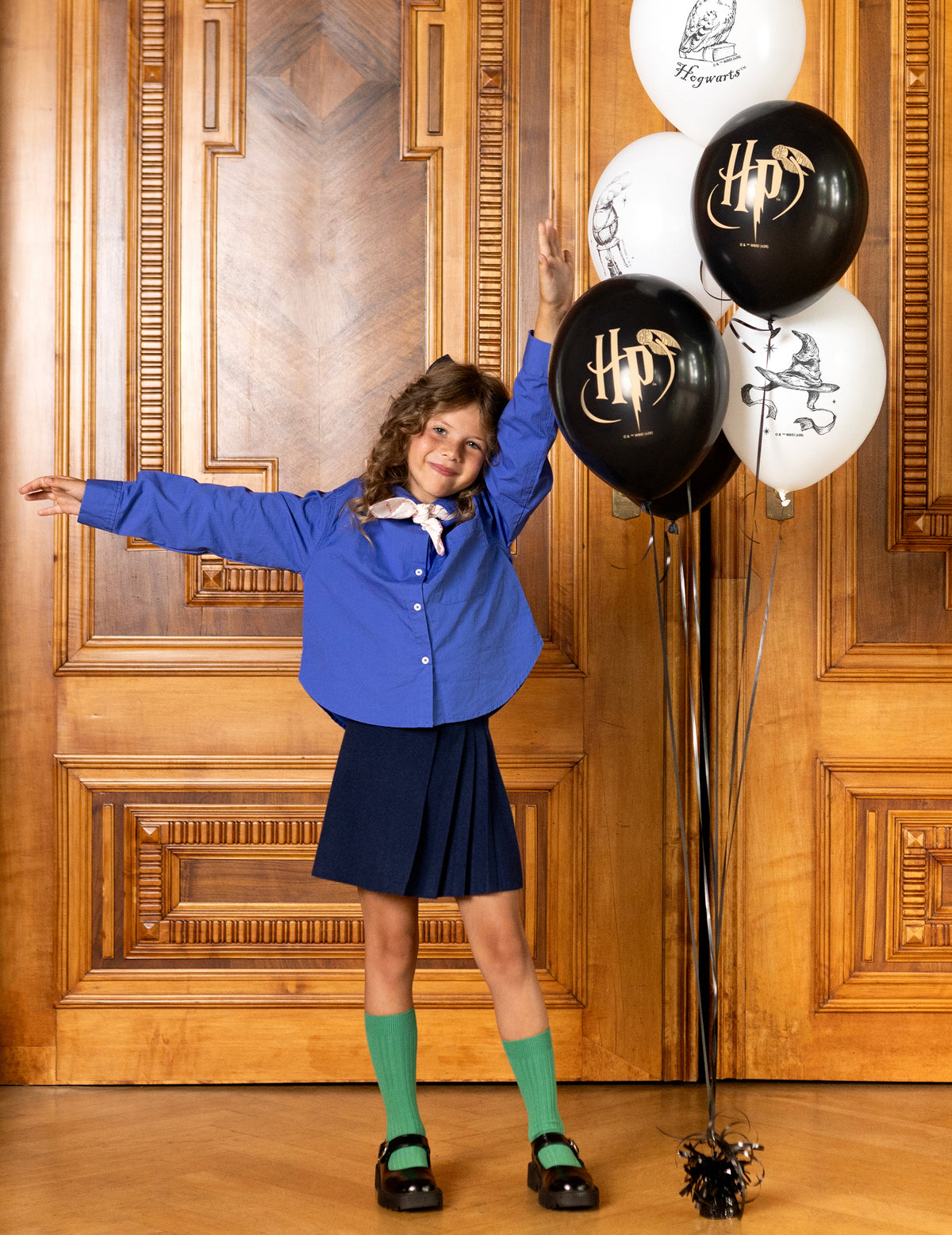 6 Ballons Harry Potter™ noir et blanc 30 cm