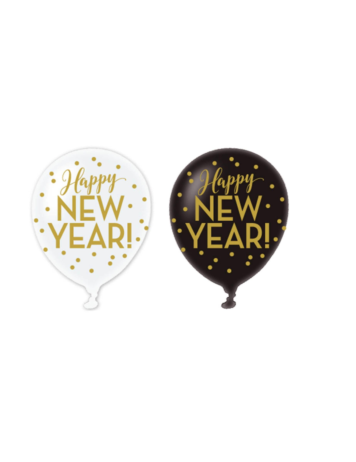 Латексови балони Happy new year черен бял и златен