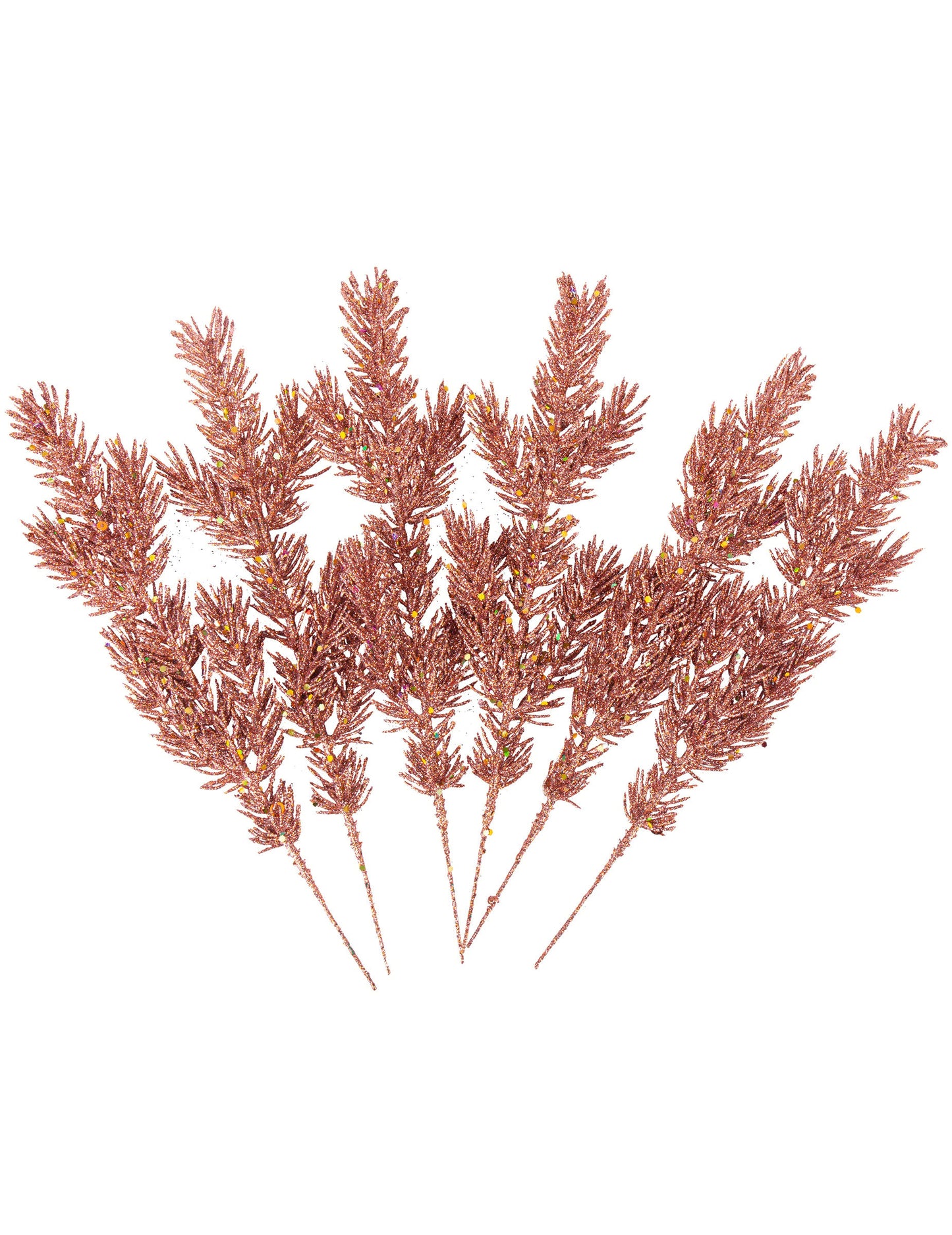 6 клонки от ела с розово златист блясък 30 cm Коледни украси