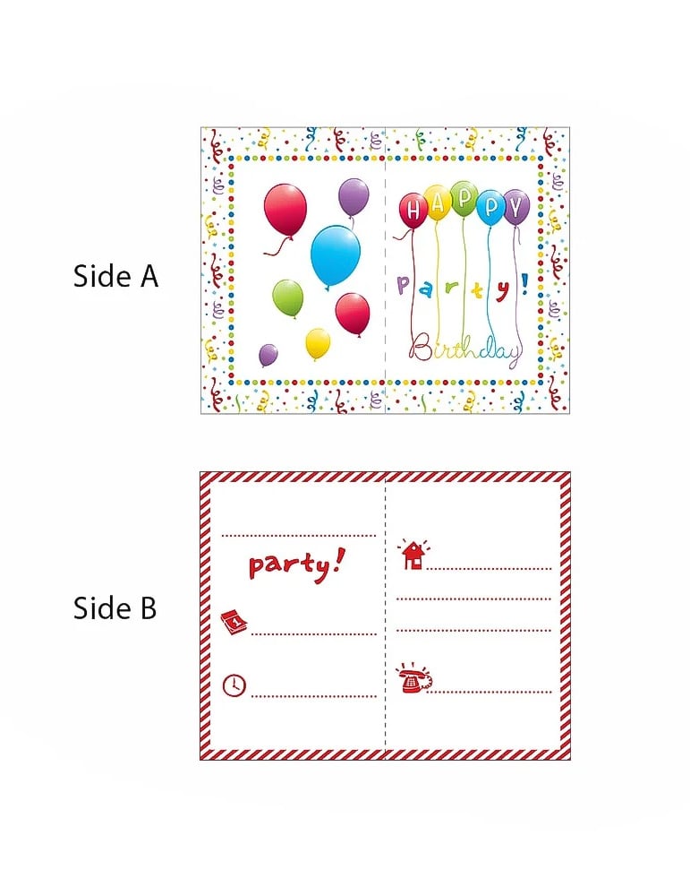 6 покани за рожден ден с червени пликове