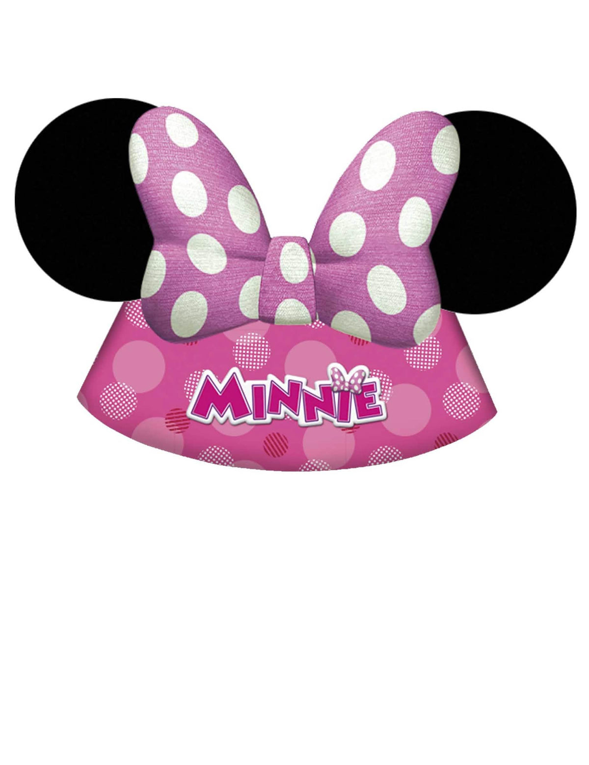 шапки за парти Minnie Bow-Tique за дете розов на точки с уши и панделка