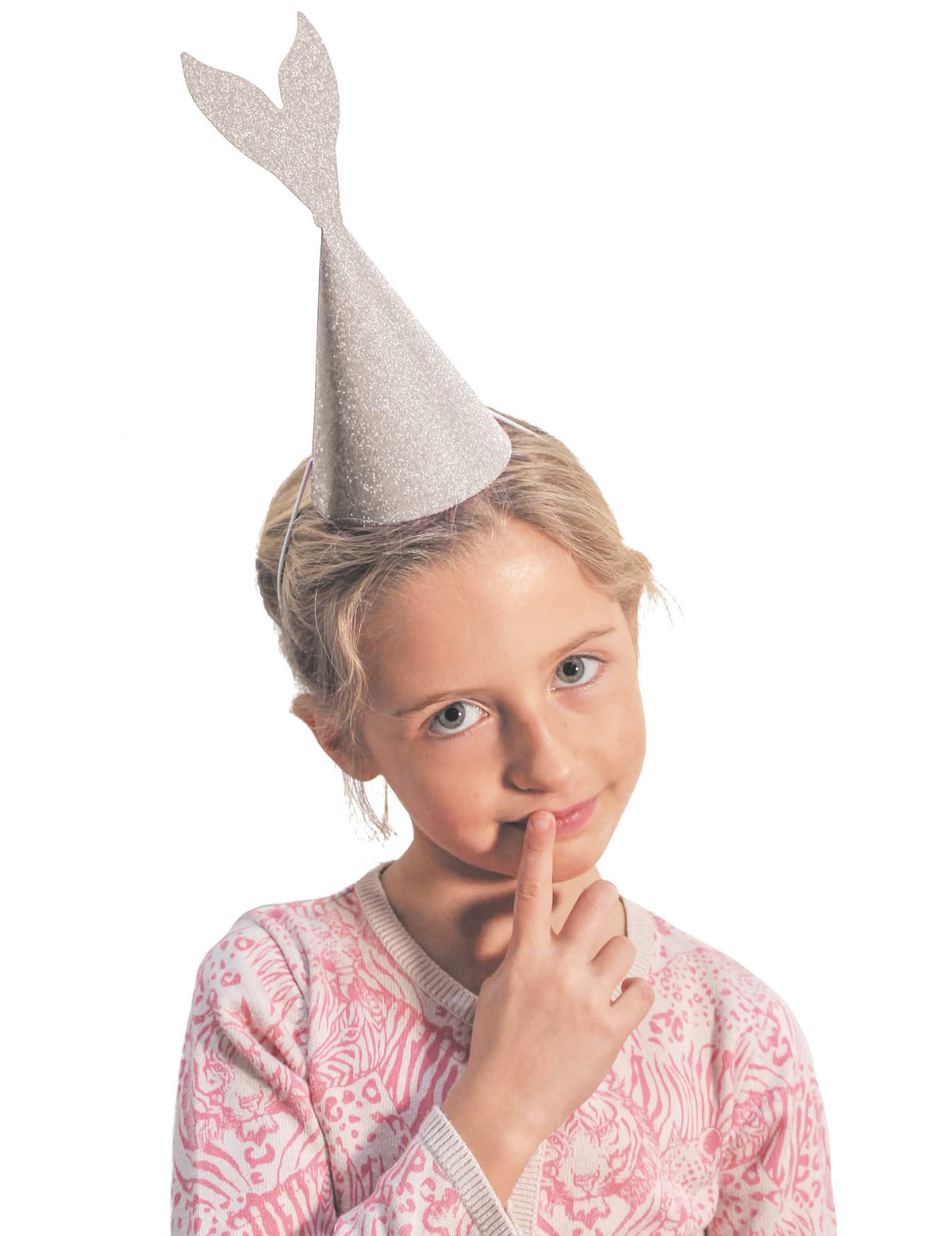 Chapeau sirène pour enfant gris pailleté