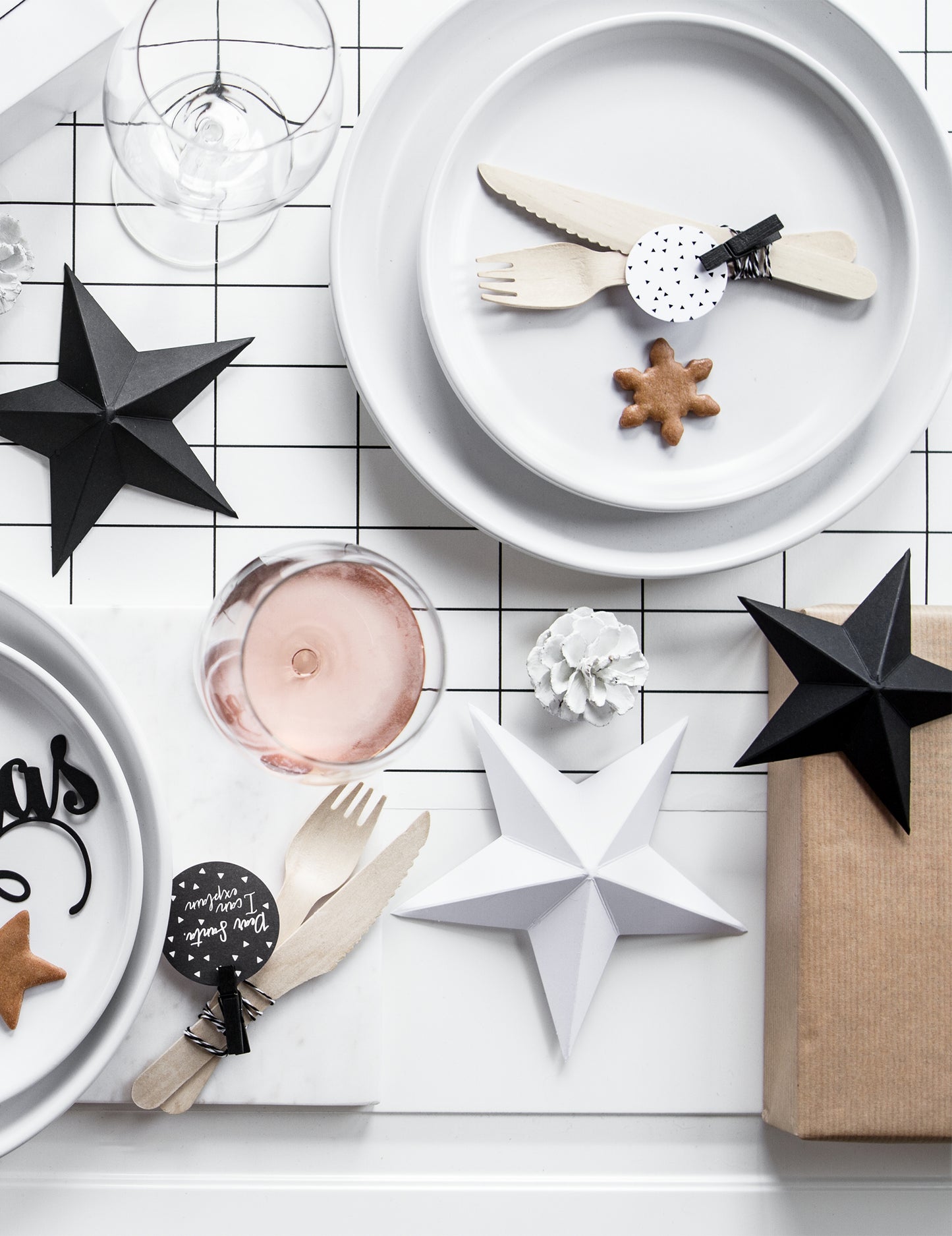 6 звезди за окачване на 3D бяла Коледа