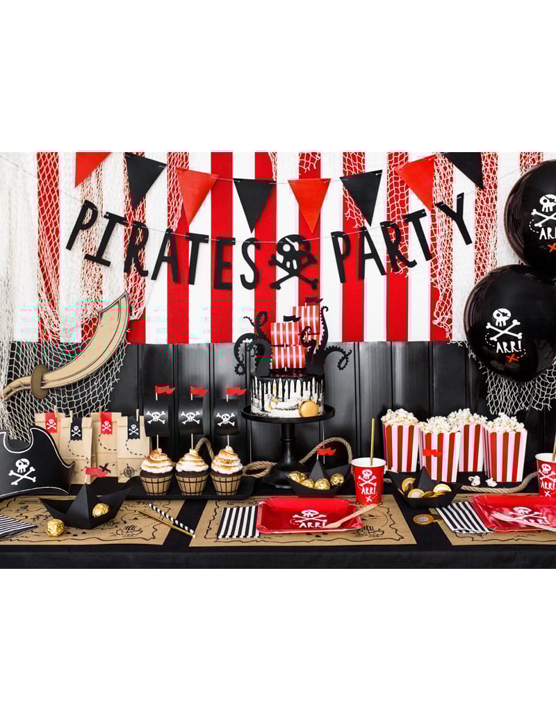 6 картонени чаши 220 мл празник на червен пират