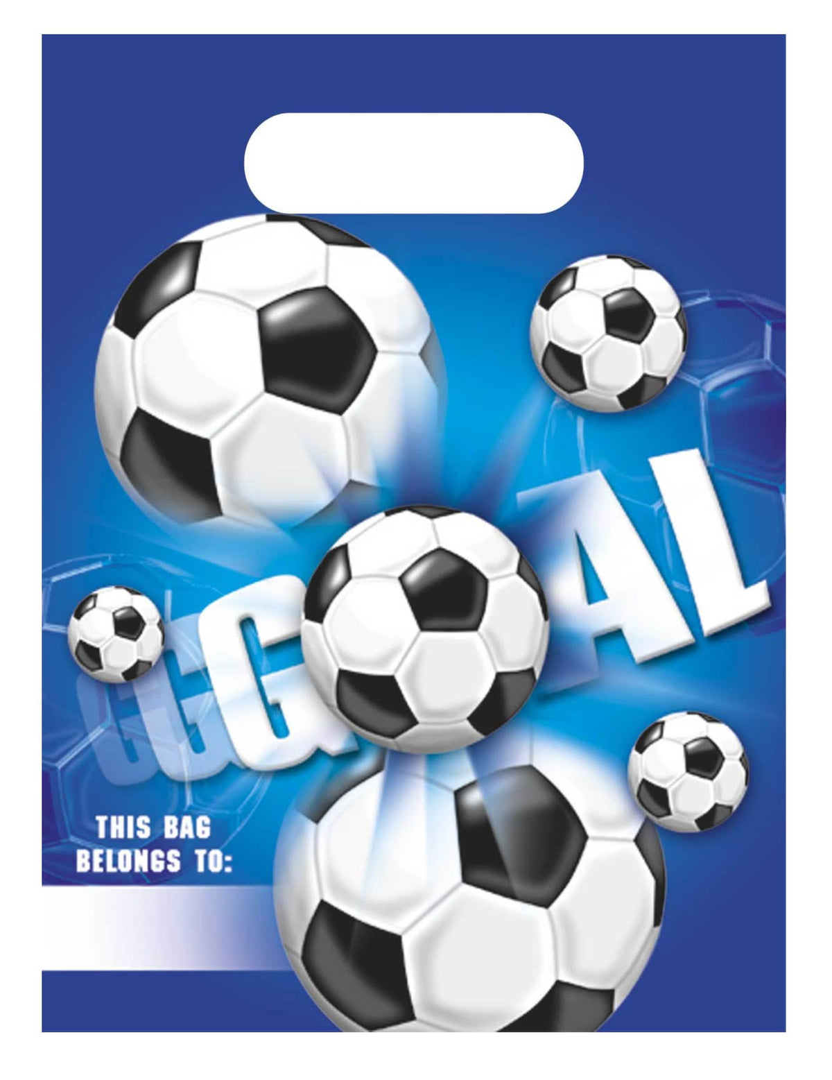 Sacs de fête en plastique Football Goal pour anniversaire bleu avec motifs ballons de foot