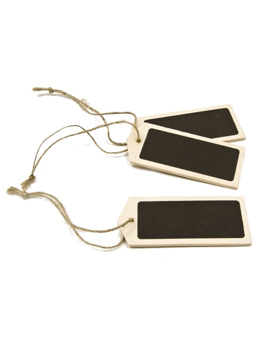 6 дървени етикета от шисти с връвчица, 7 x 3 cm за сватба