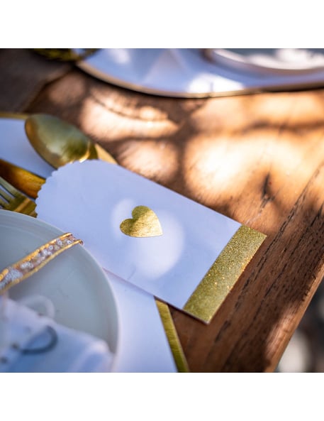 64 стикера със сърца в бяло и златисто, размери от 1,5 до 3 cm сватбена украса