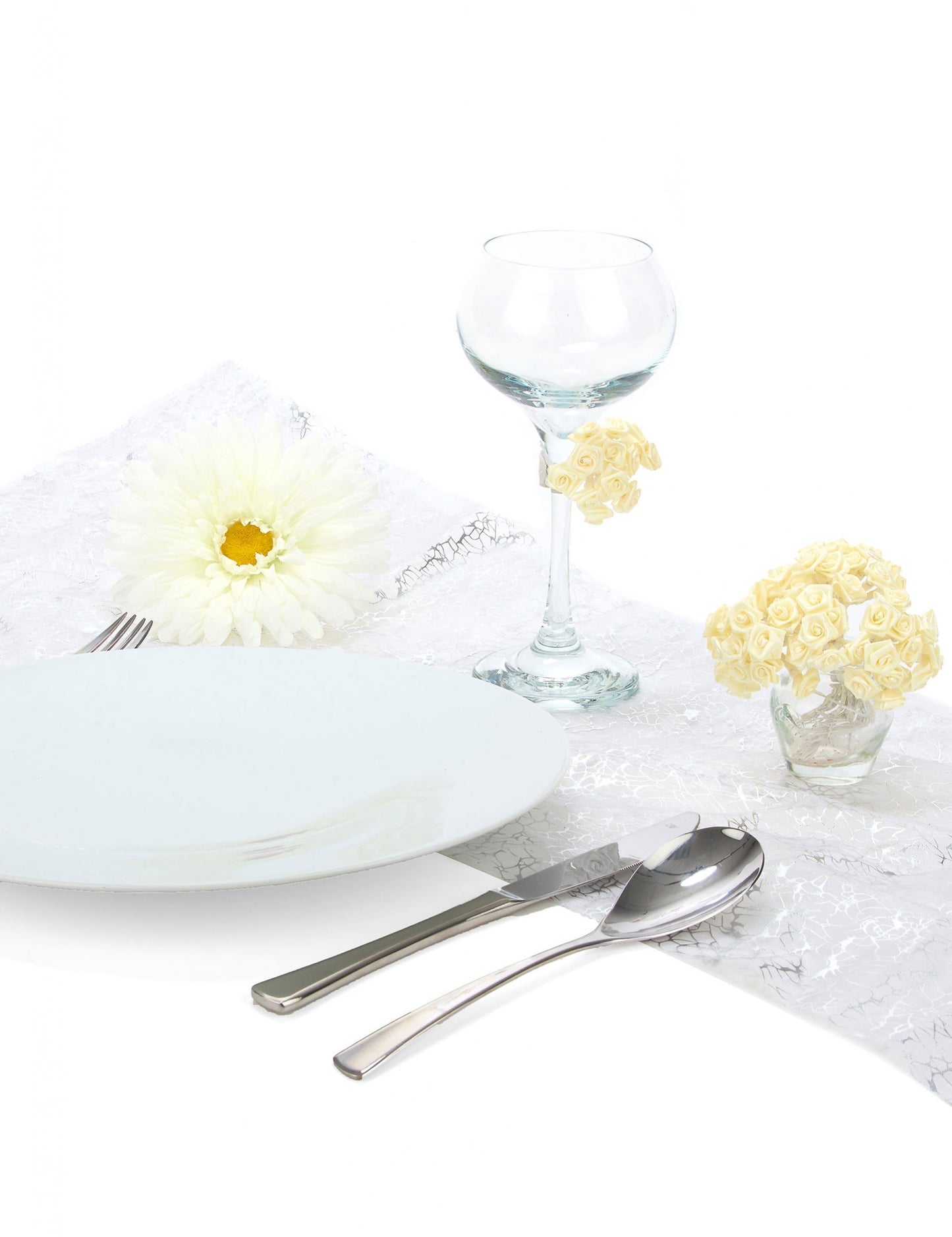 48 мини сатенени рози в цвят слонова кост 1 x 8 cm за сватба