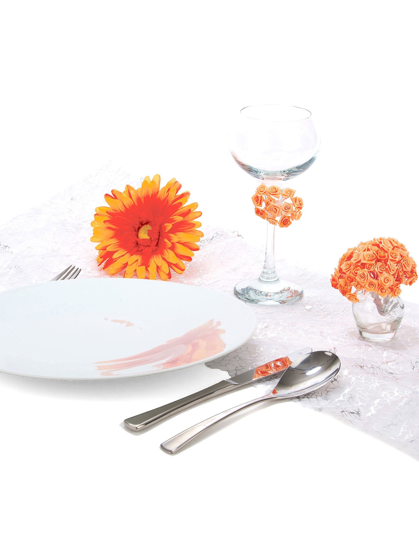 48 мини прасковени сатенени рози на стъбла 1 x 8 cm