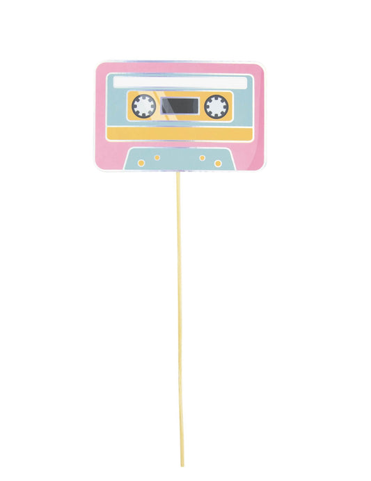 Accessoire photobooth années 90 pour adulte cassette rose et bleue