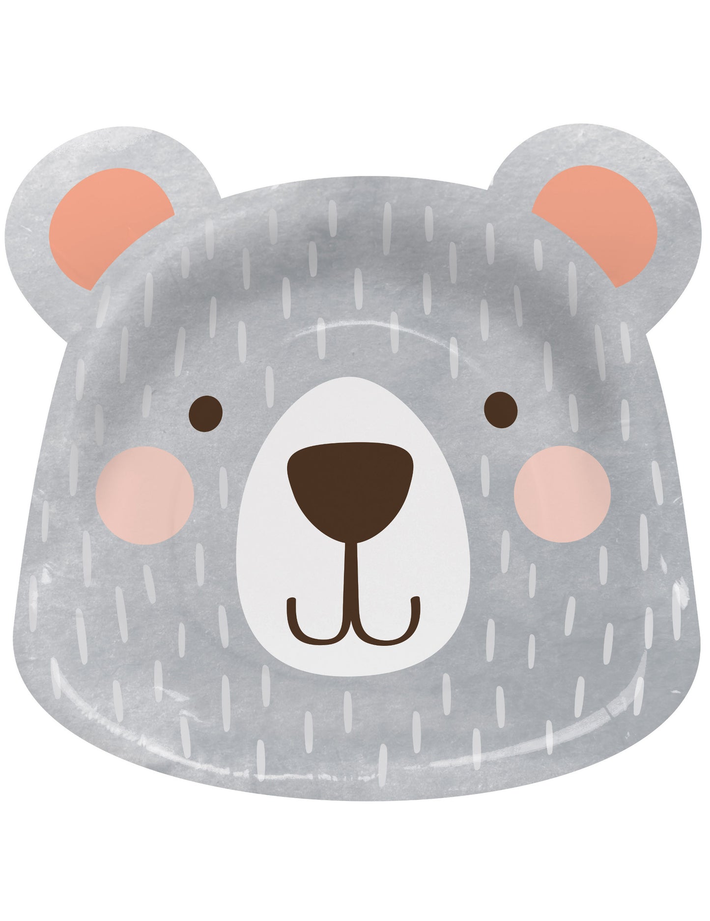 8 картонени чинии във формата на глава на сиво мече 20,8 x 21,6 cm