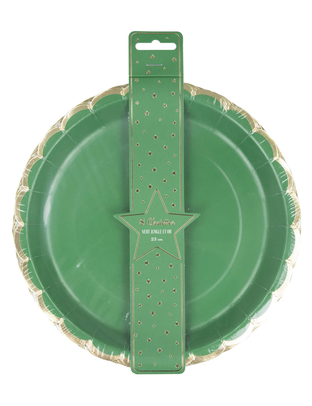 Détail de l'emballage des assiettes festonnées en carton Noël pour la fête