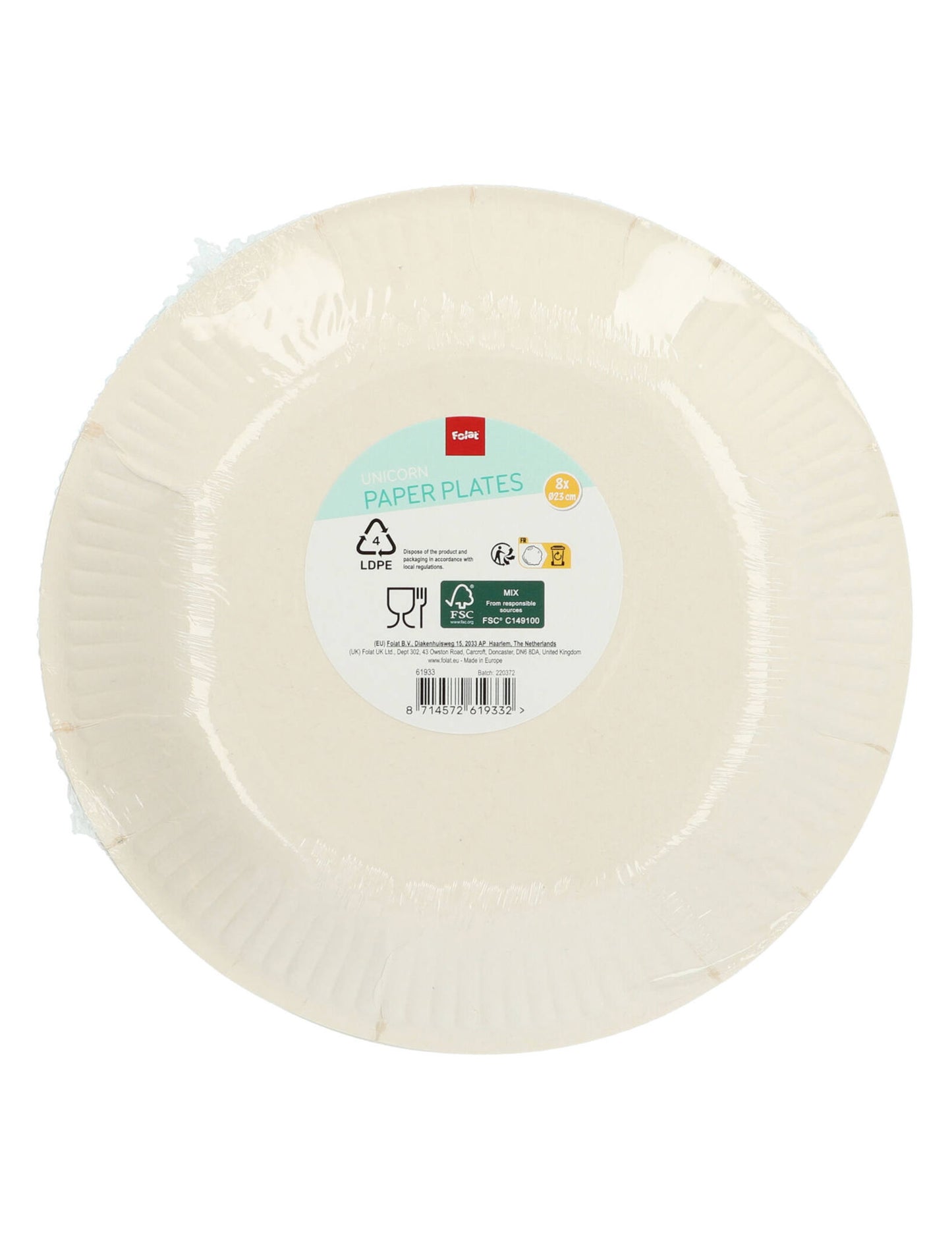 8 хартиени чинии с еднорог 23 cm за рожден ден